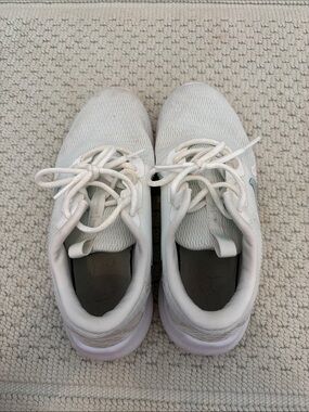 White Lace-Up Athletic Sneakers with Mint Accent